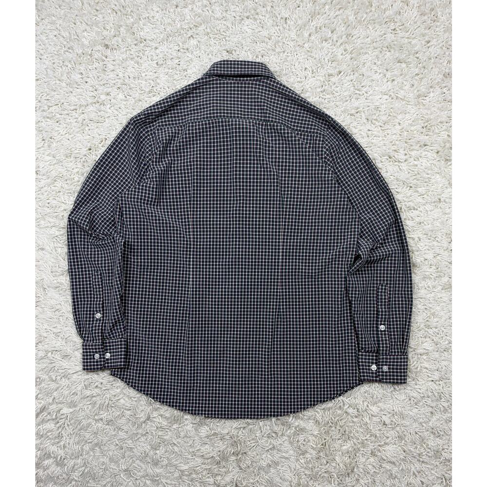 Mizzen+Main Leeward Dress Shirt Mens Large Standard Fit Navy Plaid Check Stretch - Picture 7 of 11